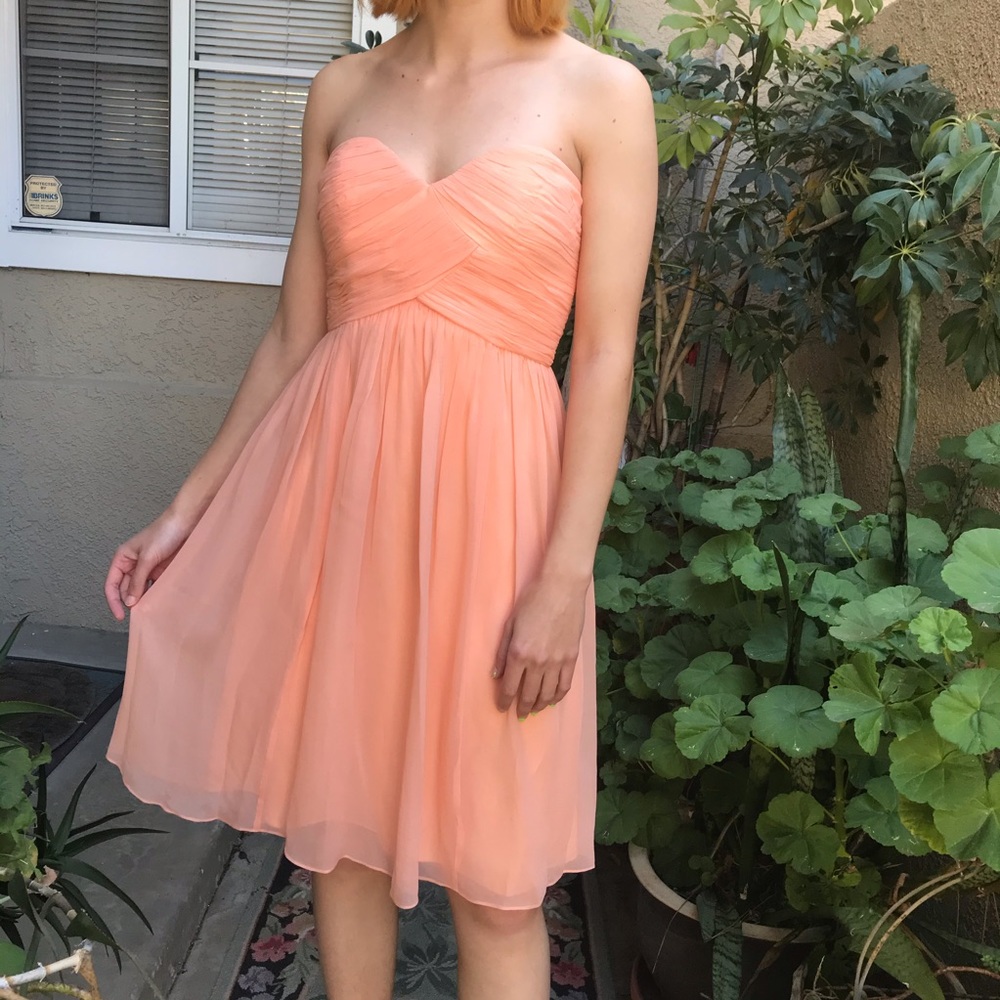 New peach Donna Morgan silk chiffon dress